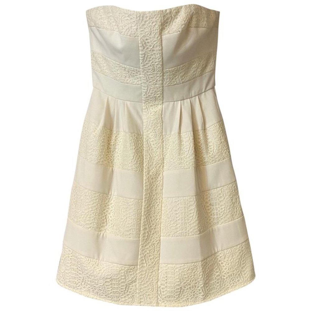 Bcbgmaxazria Beige Dorothea Strapless Dress